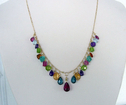 Small Partial Mixed Gemstone &ldquo;Happy&rdquo; Necklace, 14k Yellow Gold…