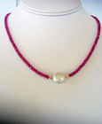 Pink Sapphire and White Coin Pearl Necklae…